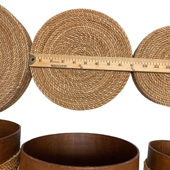 home decor 3 nesting baskets w/ lids containers jute 11" 9" 7" handmade organize - Picture 14 of 16